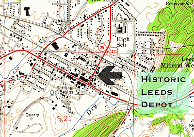 1959 topographic map of downtown Leeds, Alabama