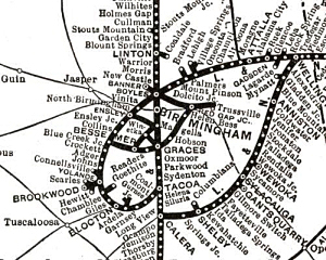 Map of the Birmingham Mineral Railroad